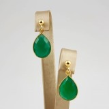 Cumpara ieftin Cercei argint 925 placat aur, agat verde smarald, lacrima, 2.6cm, Roua, Made in Italy