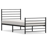 Cumpara ieftin Cadru pat metalic cu tablii de cap/picioare, negru, 107x203 cm