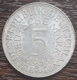 (A858) MONEDA DIN ARGINT GERMANIA - 5 MARK 1966, LIT D, 11,2 GRAME. PURITATE 625, Europa