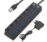 Cumpara ieftin Hub USB 3.0, cu 7 porturi, adaptor alimentare, super viteză