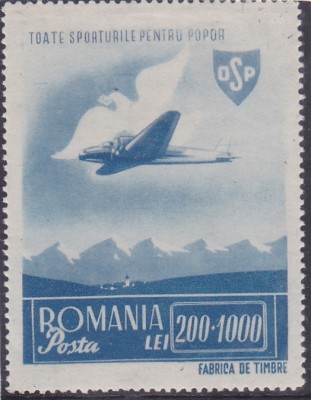 1945 LP 176 ORGANIZATIA SPORTURILOR POPULARE (OSP) - POSTA AERIANA,MNH. foto