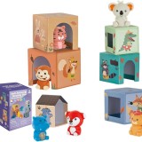 Turn Montessori Lemn 6 Cuburi cu Forme, Cifre si Animale, Joc Educativ Copii 3+ Ani