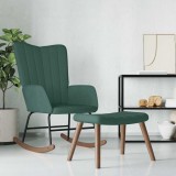 vidaXL Scaun balansoar cu taburet, verde &icirc;nchis, catifea