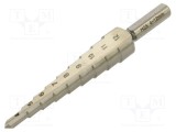 Burghiu gradual conic &icirc;n trepte DKM 4-12 mm pentru tablă subțire HSS-G