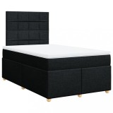 Cumpara ieftin Pat box spring cu saltea, negru, 120x200 cm, textil