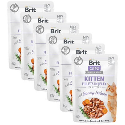 Brit Care Cat Kitten Fillets in Jelly with Savory Salmon 6 x 85 g foto