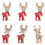 Clesti Decorativi de Crăciun, Lemn, Model Cerbi, 6 cm, Set 6 Bucăți, Oem