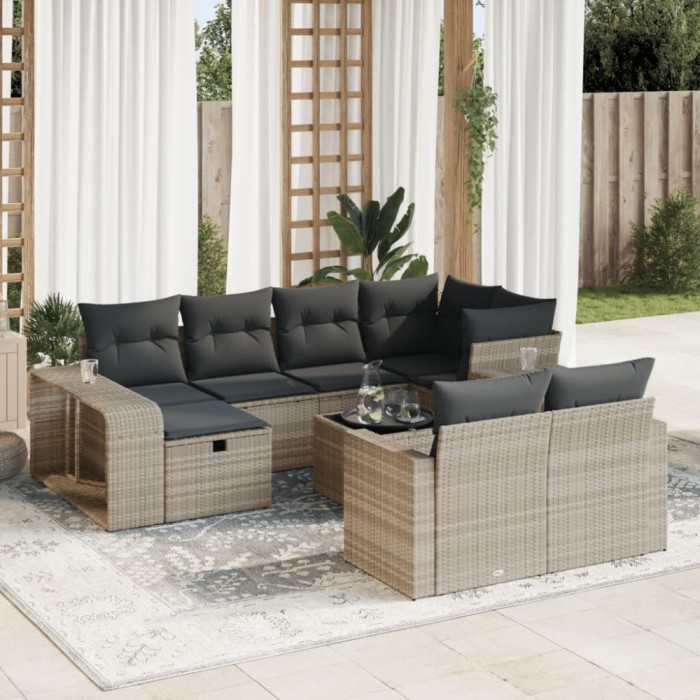 Gossi set canapele de gradina cu perne, 11 piese, gri, poliratan