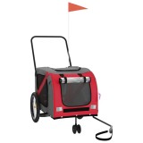 Cumpara ieftin Remorca bicicleta animale companie, rosu/gri textil oxford/fier