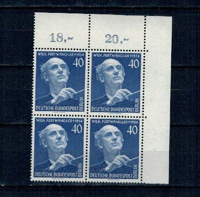Berlin 1955 - Wilhelm Furtwangler, dirijor, compozitor, personalități, bloc de 4 neuzat