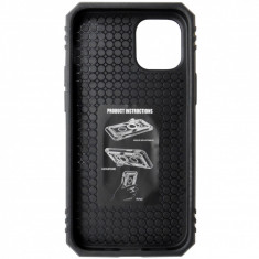 Husa antisoc plastic+TPU, inel stand, placuta metalica (fixare pe suport magnetic) neagra pentru Apple iPhone 12 Mini foto