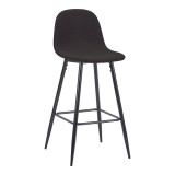 Cumpara ieftin Scaun bar inalt mediu Bella tesatura gri inchis si picior metalic negru 41x47x93 cm