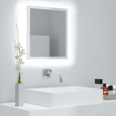 vidaXL Oglindă de baie cu LED, alb extralucios, 40x8,5x37 cm, PAL foto