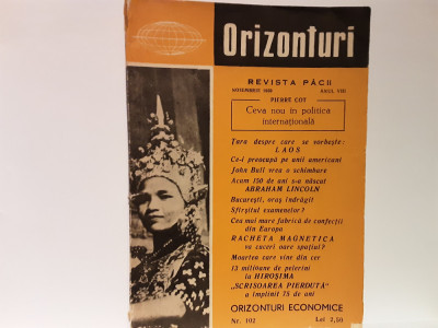 Revista pacii Orizonturi - Nr.102 noiembrie 1959 foto