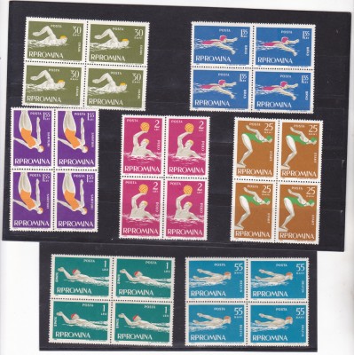 ROMANIA 1963 - NATATIE, BLOCURI DE 4 VALORI, MNH - LP 561 foto