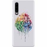 Husa silicon pentru Huawei P30, Paint Illustration Lion Head