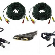Kit accesorii sisteme de supraveghere pentru 4 camere, cabluri gata mufate, cablu HDMI , sursa alimentare, splitter
