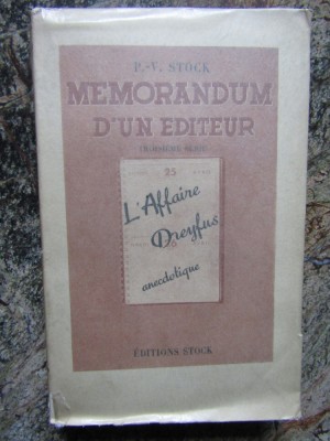 Memorandum d&amp;#039;un &amp;eacute;diteur l&amp;#039;affaire dreyfus anecdotique - Stock (P.-V.)&amp;lrm; foto