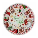 Farfurie portelan multicolor Craciun Gnomi II 20 cm