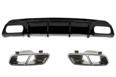 Difuzor Bara Spate Editie Neagra cu Ornamente Evacuare Compatibil cu MERCEDES A-Class W176 (2012-2018) A45 Facelift Design Performance AutoTuning foto
