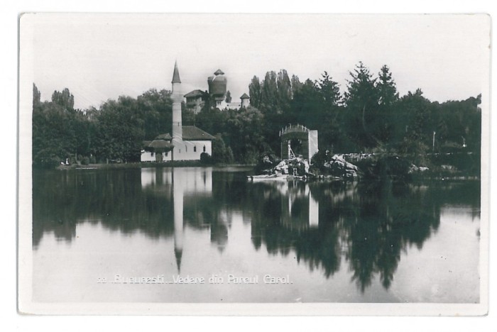 4511 - BUCURESTI, Park, Geamia, Tepes Tower - old postcard, real PHOTO - unused