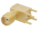 Soclu SMA mamă unghi 90&deg; PTFE aurit pentru PCB 50&Omega;