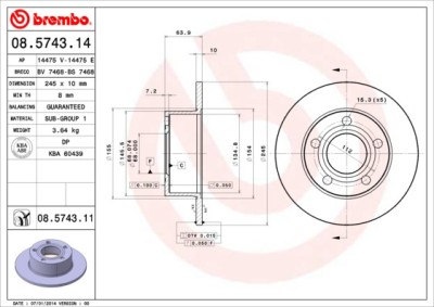 BREMBO 08.5743.11 PRIME LINE - UV Coated Disc frana foto