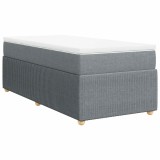 Cumpara ieftin Pat continental cu saltea, gri deschis, 80x200 cm, textil