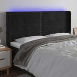 vidaXL Tăblie de pat cu LED, negru, 183x16x118/128 cm, catifea