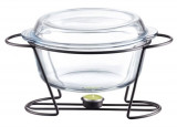 Chafing dish / Vas termorezistent cu incalzitor Saule, Ambition, 4 L, sticla, suport negru