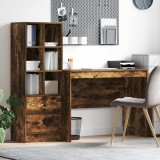 vidaXL Birou cu sertar 2 pcs Stejar fumuriu 3337373