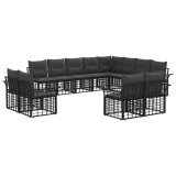 vidaXL Set de canapele de exterior cu pernă 12 pcs Negru și Gri &icirc;nchis 3437805