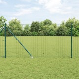 VidaXL &Icirc;mprejmuirea Euro de la cu 7 st&acirc;lpi cu v&acirc;rf 1.4x10 m din oțel galvanizat verde