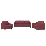 Cumpara ieftin Set canapea cu perne, 3 piese, rosu vin, material textil