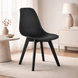 Scaun bucatarie/living, Artool, Kito, PP negru, picioare lemn negru, 46x54.5x80 cm