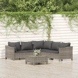 Cumpara ieftin Set mobilier de grădină cu perne, 6 piese, gri, poliratan