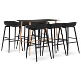 VidaXL Set mobilier de bar, 7 piese, negru