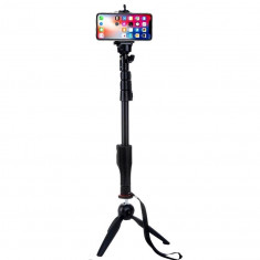 Selfie Stick Telescopic cu Suport Trepied si Telecomanda Bluetooth pentru Fotografii, Lungime Maxima 125cm foto