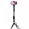 Selfie Stick Telescopic cu Suport Trepied si Telecomanda Bluetooth pentru Fotografii, Lungime Maxima 125cm