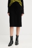 United Colors of Benetton fustă cu l&acirc;nă culoarea negru, midi, drept, 112HD001V