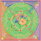 Batic The Four Seasons din mătase naturală &ndash; verde/roz