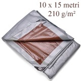Prelata ranforsata 10x15 m, polietilena 210g/mp, inele metalice, impermeabila, protectie UV+ si inghet