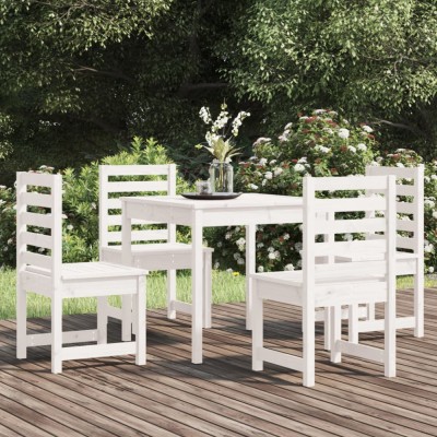 Gossi set de dining pentru gradina, 5 piese, alb, lemn masiv de pin foto