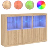 Servanta cu lumini LED, stejar sonoma, 162x37x100 cm