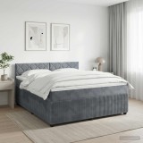 Cumpara ieftin Pat boxspring cu saltea Gri inchis 160 x 200 cm Catifea