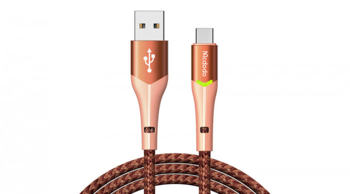 Mcdodo Magnificence CA-7960 Cablu USB la USB-C LED, 1m (portocaliu)