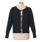 Cardigan negru elegant cu perle aplicate