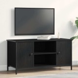 Dulap TV, stejar negru, 100x40x50 cm, lemn prelucrat și oțel