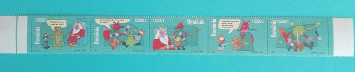 TIMBRE ROMANIA 2001L.P. 1572 BENZI DESENATE STRAIF 5 VALORI MNH