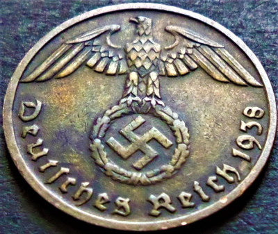Moneda istorica 1 REICHSPFENNIG - GERMANIA NAZISTA, anul 1938 D *cod 629 foto
